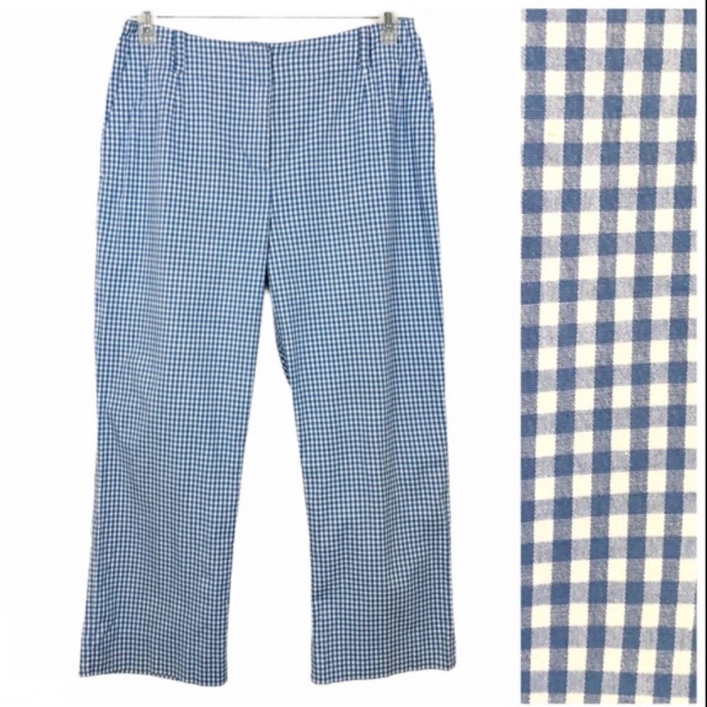 Grace Elements Blue & White Gingham Cropped Pants - image 1